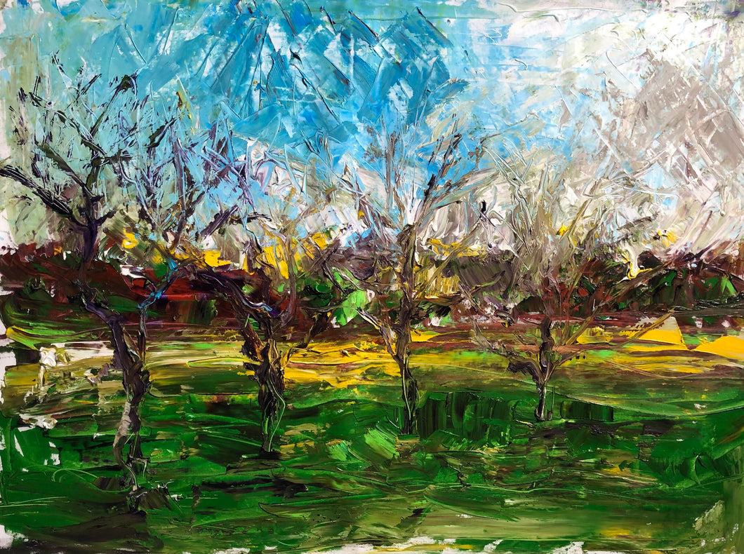 Persimmon trees - Original Oil Painting