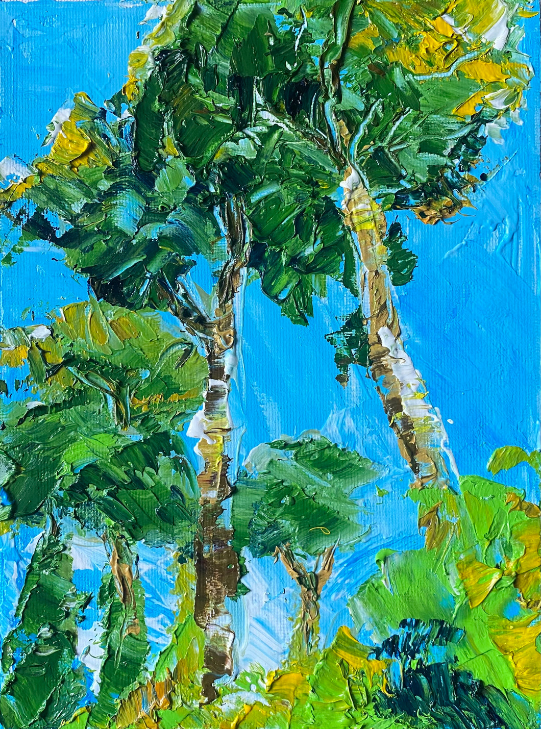 The Morning Trees - Original Oil Painting - 8x6 inches (20x15 cm)