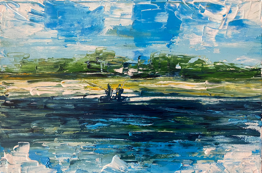 Fishermen - Original Oil Painting - 12x8 inches